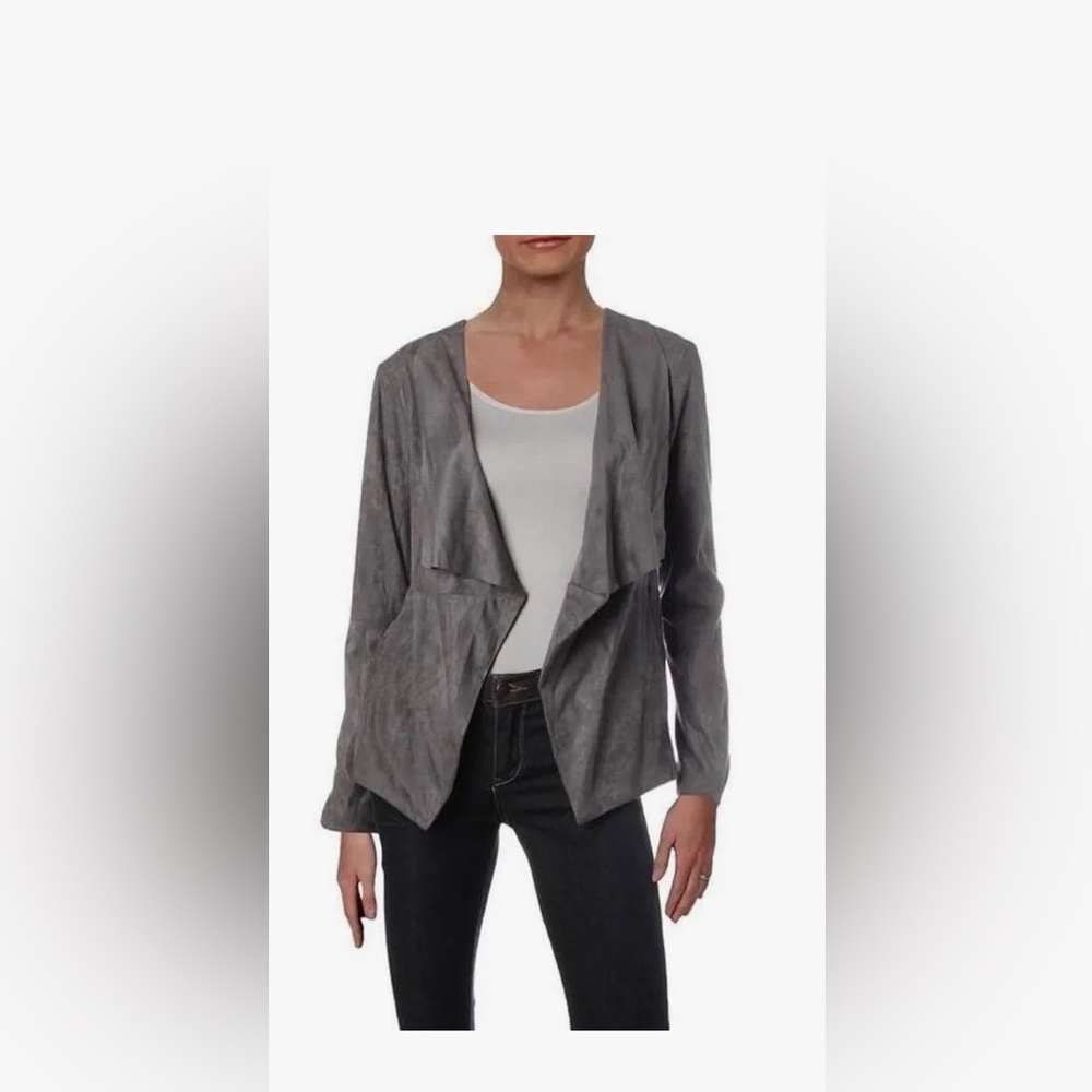 Cupcakes and Cashmere Vegan Dark Gray Suede Open Front Cardigan - XS